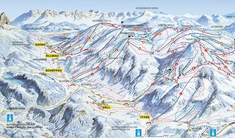 Carte des pistes de la station de ski de Soll