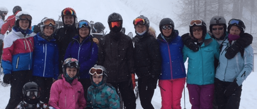 A mixed ability ski group