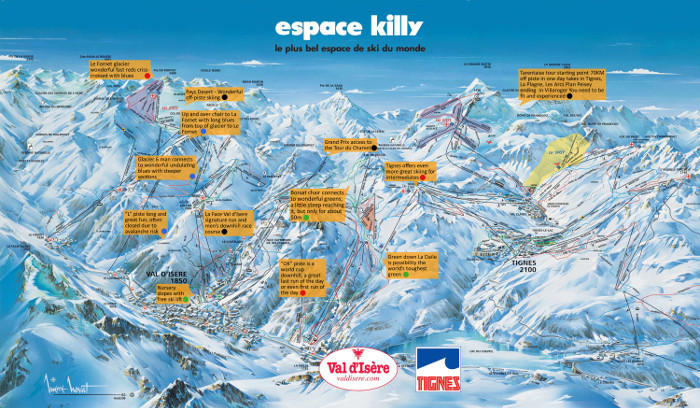 Piste map of Tignes and Val d'Isere
