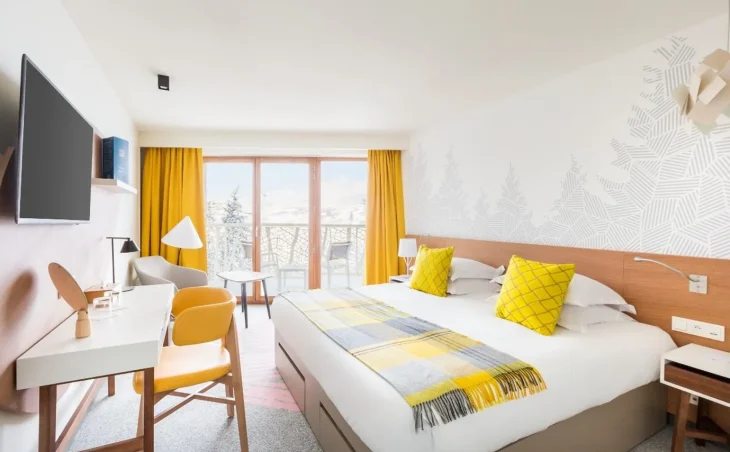 One of the Club bedrooms in Club Med’s Panorama, Les Arcs.