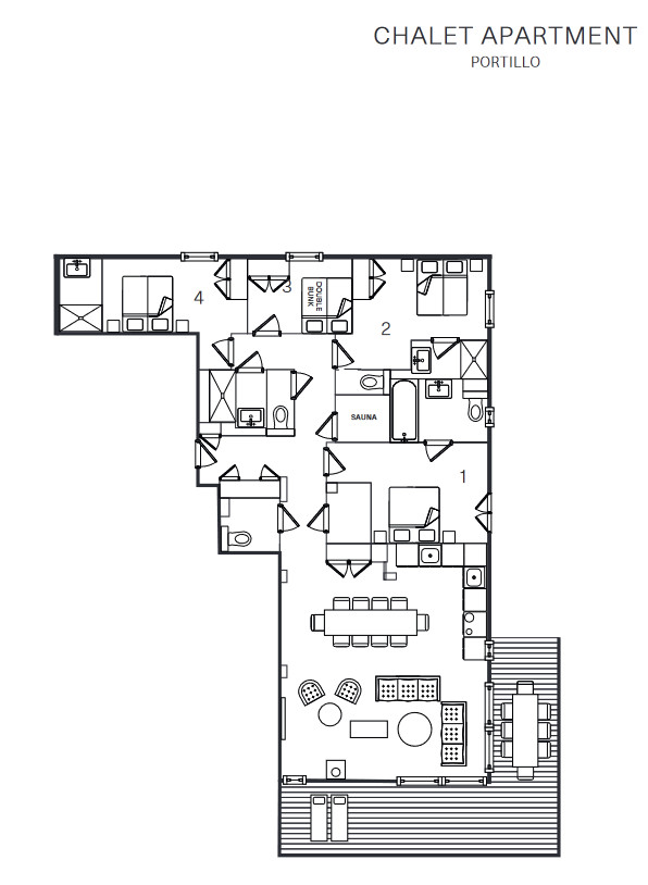 Chalet Apartment Portillo Meribel Floor Plan 1