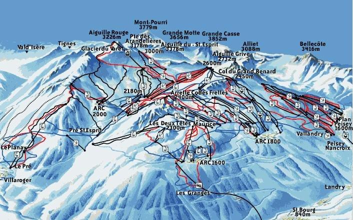 Les Arcs 1950 Piste Map 