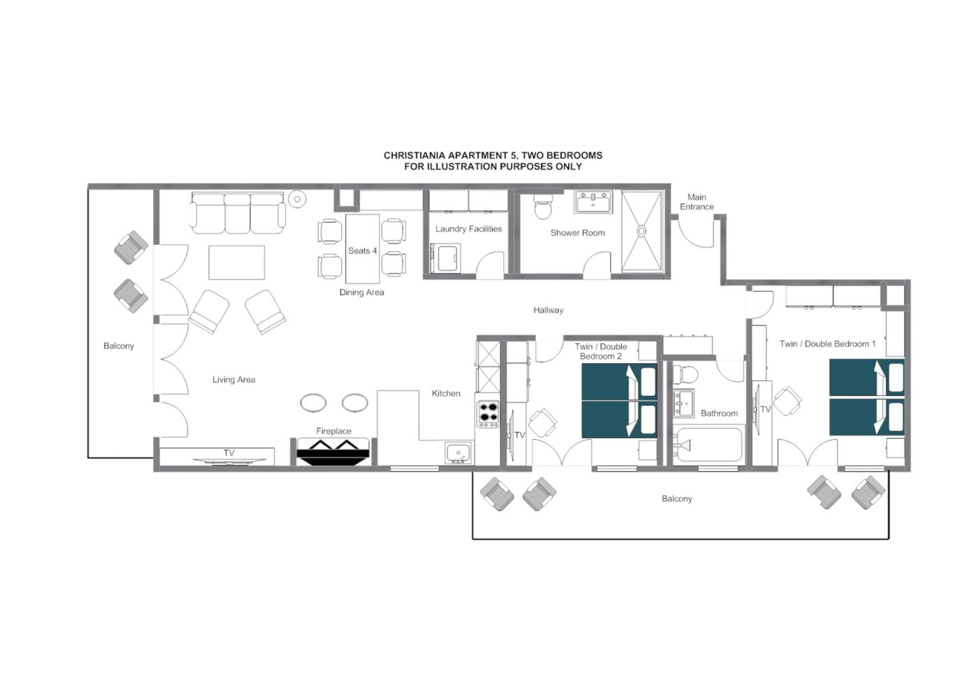Christiania Apartment 5 Zermatt Floor Plan 1