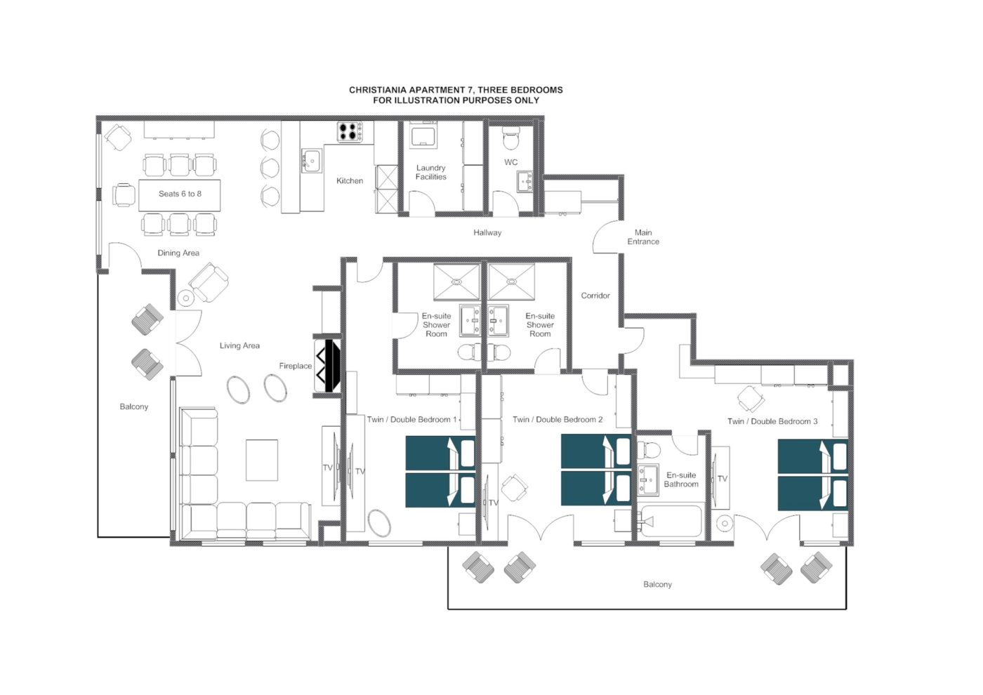 Christiania Apartment 7 Zermatt Floor Plan 1