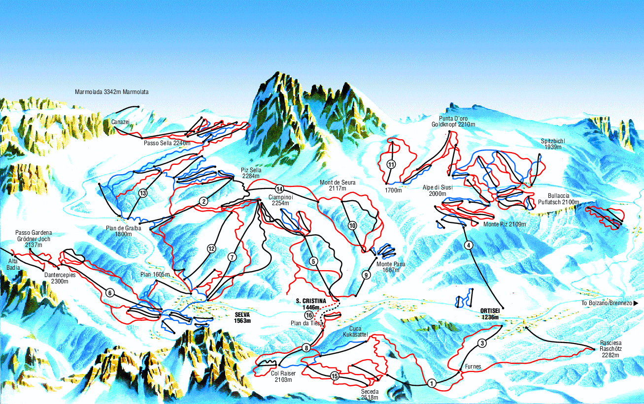 selva val gardena ski map Selva Ski Resort Guide Skiing In Selva Ski Line selva val gardena ski map